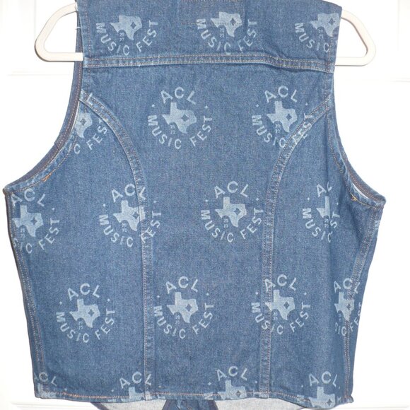 Wrangler Denim Vest ACL Music Fest Austin City Limits Fashion Cool Medium NEW - Picture 2 of 5
